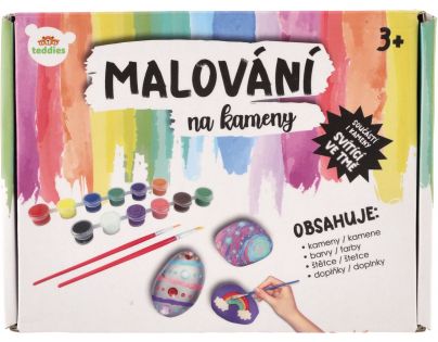 Malování na kameny - oblázky svítící ve tmě s barvami se štětci s doplňky