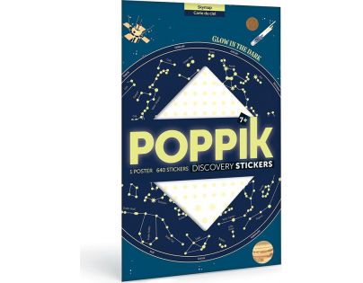 Poppik Samolepkový plakát Mapa hvězd svítící ve tmě