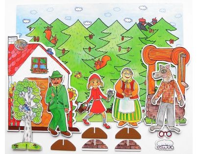 Marionetino Červená Karkulka scéna s figurkami