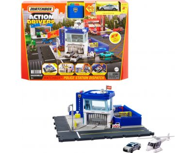 Matchbox Action Drivers Dobrodružný herní set policejní stanice se světly a zvuky