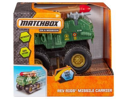 Matchbox MBX Auta na setrvačník ASS - Vojenské s raketou zelené