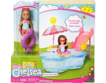 Mattel Barbie Chelsea a doplňky Bazén se skluzavkou