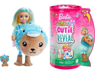 Mattel Barbie Cutie Reveal Chelsea v kostýmu Medvídek v modrém kostýmu Delfína