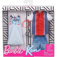 Mattel Barbie dvoudílný set oblečků pro Barbie a Kena červeno-modrá košile 69 2