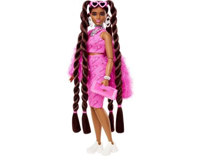 Mattel Barbie Extra Růžové šaty Zlaté osmdesátky