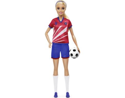 Mattel Barbie fotbalová panenka Barbie v červeném dresu - Poškozený obal
