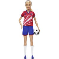 Mattel Barbie fotbalová panenka Barbie v červeném dresu - Poškozený obal
