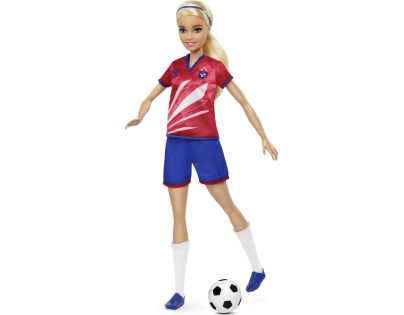Mattel Barbie fotbalová panenka Barbie v červeném dresu - Poškozený obal
