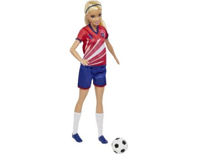 Mattel Barbie fotbalová panenka Barbie v červeném dresu - Poškozený obal