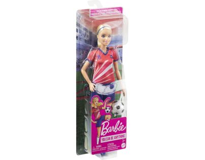 Mattel Barbie fotbalová panenka Barbie v červeném dresu - Poškozený obal