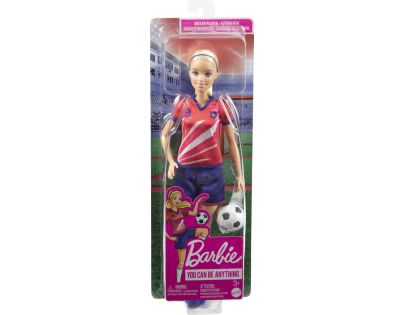 Mattel Barbie fotbalová panenka Barbie v červeném dresu - Poškozený obal