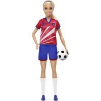 Mattel Barbie fotbalová panenka Barbie v červeném dresu
