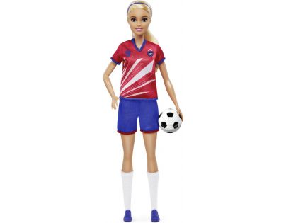 Mattel Barbie fotbalová panenka Barbie v červeném dresu