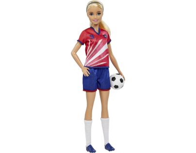 Mattel Barbie fotbalová panenka Barbie v červeném dresu