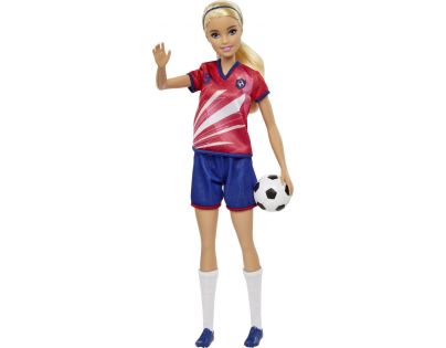 Mattel Barbie fotbalová panenka Barbie v červeném dresu