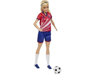 Mattel Barbie fotbalová panenka Barbie v červeném dresu