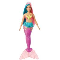 Mattel Barbie kouzelná mořská víla vlasy tyrkysově-růžové