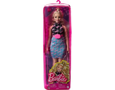 Mattel Barbie Modelka černomodré šaty s ledvinkou 29 cm
