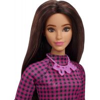 Mattel Barbie modelka černorůžové kostkované šaty 3