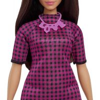 Mattel Barbie modelka černorůžové kostkované šaty 4