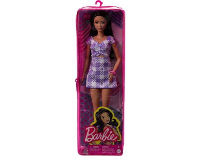 Mattel Barbie Modelka fialkové kostkované šaty 29 cm