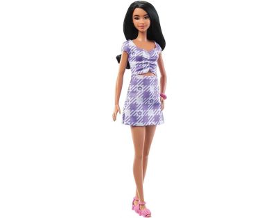 Mattel Barbie Modelka fialkové kostkované šaty 29 cm