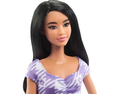 Mattel Barbie Modelka fialkové kostkované šaty 29 cm