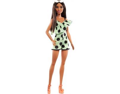 Mattel Barbie Modelka limetkové šaty s puntíky 29 cm