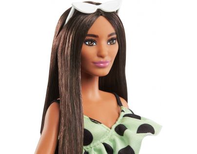 Mattel Barbie Modelka limetkové šaty s puntíky 29 cm