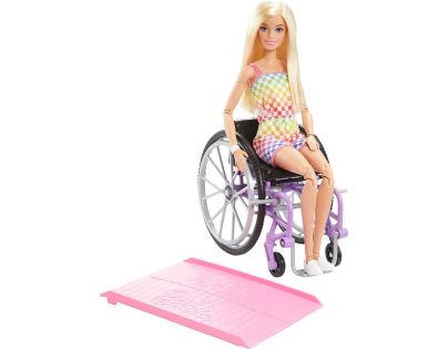 Mattel Barbie Modelka na invalidním vozíku v kostkovaném overalu 29 cm