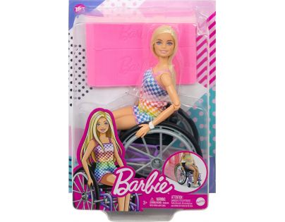 Mattel Barbie Modelka na invalidním vozíku v kostkovaném overalu 29 cm