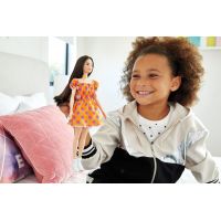 Mattel Barbie modelka oranžové šaty s puntíky 4