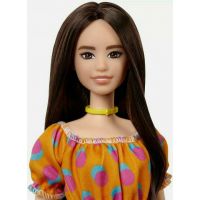 Mattel Barbie modelka oranžové šaty s puntíky 2