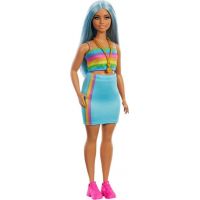 Mattel Barbie modelka tyrkysová sukně a top s duhou 2