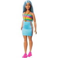 Mattel Barbie modelka tyrkysová sukně a top s duhou