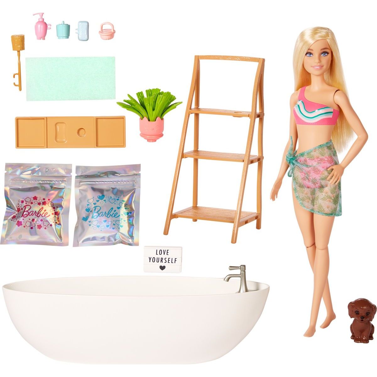 Mattel Barbie panenka a koupel s mýdlovými konfetami blondýnka HKT92