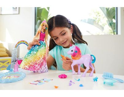 Mattel Barbie princezna a duhový jednorožec herní set