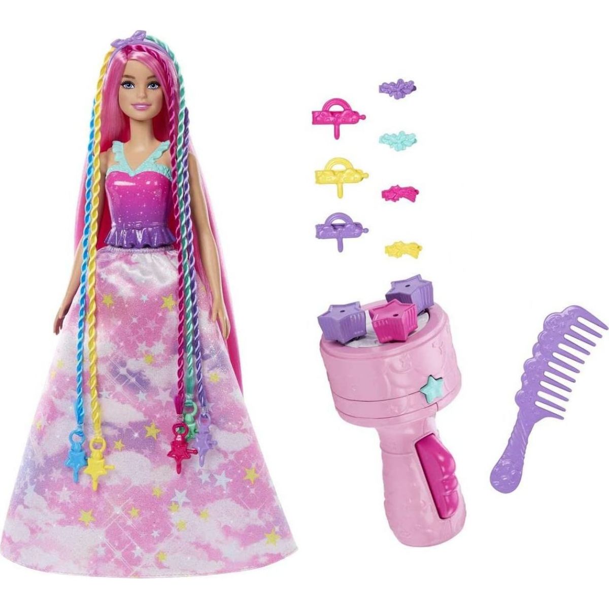 Mattel Barbie princezna s kadeřnickými doplňky HNJ06