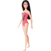 Mattel Barbie v plavkách černovlasá růžové se vzorem