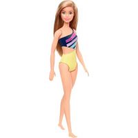 Mattel Barbie v plavkách světlovláska žlutomodré s pruhy
