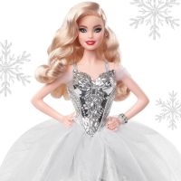 Mattel Barbie vánoční panenka blondýnka ve stříbrném 3