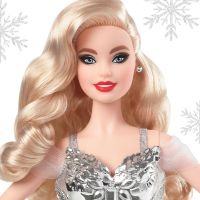 Mattel Barbie vánoční panenka blondýnka ve stříbrném 5