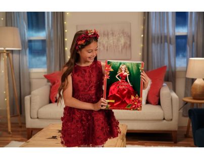 Mattel Barbie Vánoční panenka blondýnka HBY03