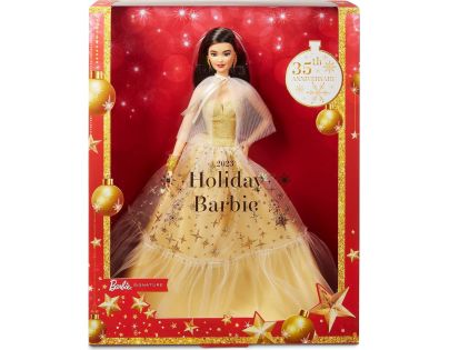 Mattel Barbie Vánoční panenka černovláska 2023