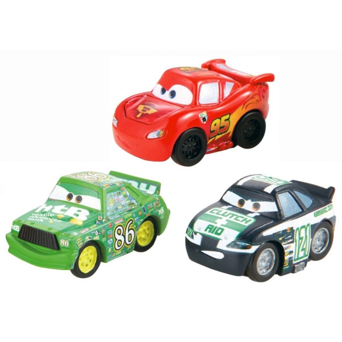 Cars Micro Drifters 3ks Mattel W7160 - W7163 Clutch Aid, McQueen, Chick Hicks