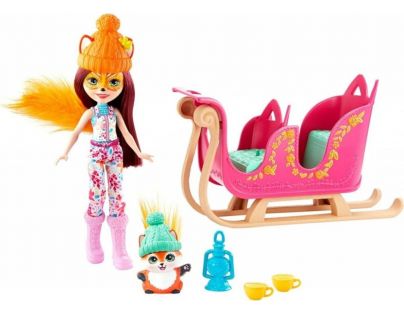 Mattel Enchantimals herní set na saních s liškou