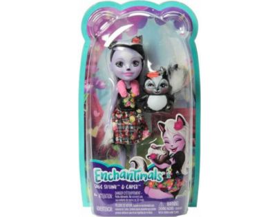 Mattel Enchantimals panenka se zvířátkem Sage Skunk a Caper