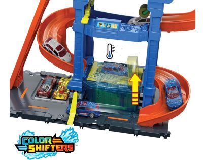 Mattel Hot Wheels City Color shifters automyčka s otočným tunelem - Poškozený obal