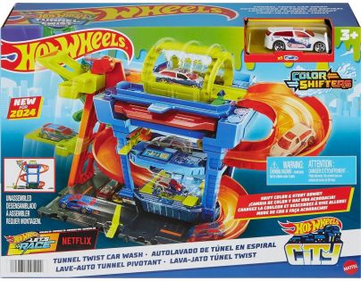 Mattel Hot Wheels City Color shifters automyčka s otočným tunelem