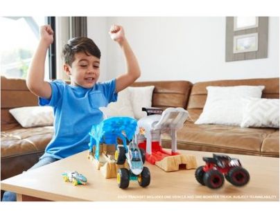 Mattel Hot Wheels monster trucks závodní herní set modrý